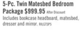 The Brick Riley Mates Bed 5pc Set with Bookcase Headboard, Dresser & Mirror, Grey - Twin Size offer