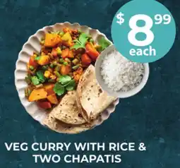 Food World Supermarket VEG CURRY WITH RICE & TWO CHAPATIS offer