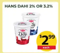 Food World Supermarket HANS DAHI 2% OR 3.2% offer