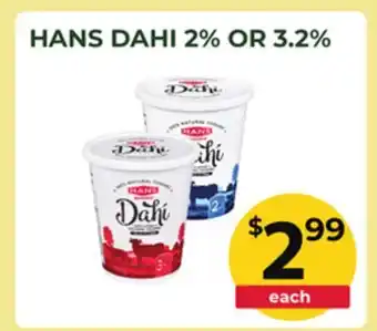 Food World Supermarket HANS DAHI 2% OR 3.2% offer