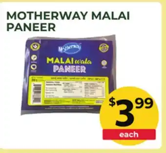 Food World Supermarket MOTHERWAY MALAI PANEER offer