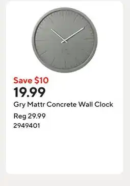 Staples Gry Mattr Concrete Wall Clock offer