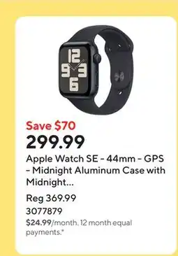 Staples Apple Watch SE - 44mm - GPS - Midnight Aluminum Case with Midnight Sport Band - Medium / Large offer