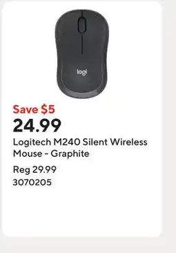 Staples Logitech M240 Silent Wireless Mouse - Graphite offer