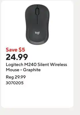 Staples Logitech M240 Silent Wireless Mouse - Graphite offer