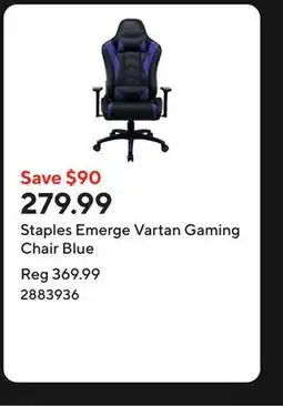 Staples Staples Emerge Vartan Gaming Chair Blue offer