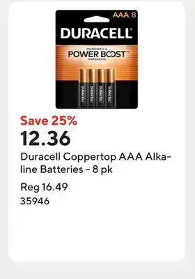 Staples Duracell Coppertop AAA Alkaline Batteries - 8 pk offer