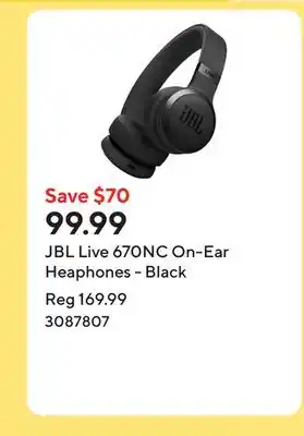 Staples JBL Live 670NC On-Ear Heaphones - Black offer