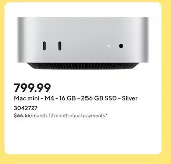 Staples Mac mini - M4 - 16 GB - 256 GB SSD - Silver offer