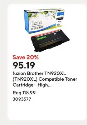 Staples fuzion Brother TN920XL (TN920XL) Compatible Toner Cartridge - High Yield - Black offer