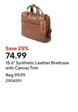 Staples 15.6 Synthetic Leather Briefcase with Canvas Trim offer