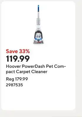 Staples Hoover PowerDash Pet Compact Carpet Cleaner offer