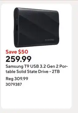 Staples Samsung T9 USB 3.2 Gen 2 Portable Solid State Drive - 2TB offer