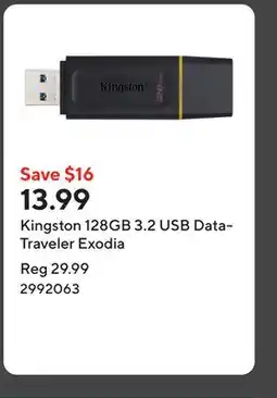 Staples Kingston 128GB 3.2 USB DataTraveler Exodia offer