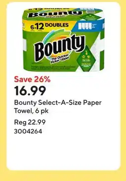 Staples Bounty Select-A-Size Paper Towel, 6 pk offer
