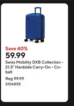 Staples Swiss Mobility DXB Collection - 21.5 Hardside Carry-On - Cobalt offer