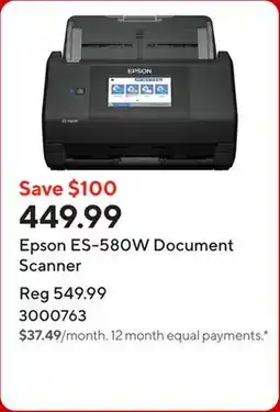 Staples Epson ES-580W Document Scanner offer