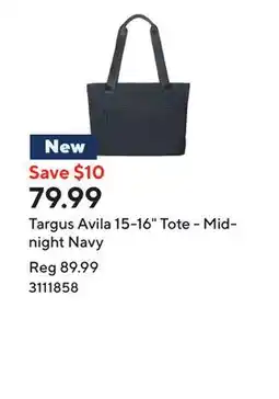 Staples Targus Avila 15-16 Tote - Midnight Navy offer