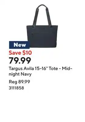 Staples Targus Avila 15-16 Tote - Midnight Navy offer