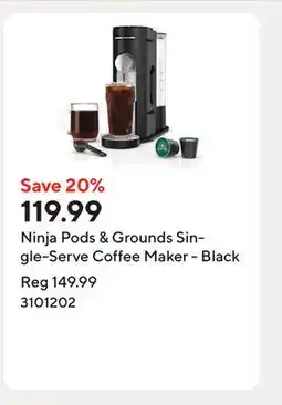 Staples Ninja Pods & Grounds Single-Serve Coffee Maker - Black offer