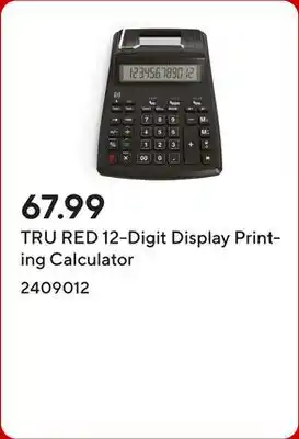 Staples TRU RED 12-Digit Display Printing Calculator offer