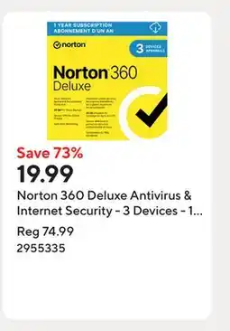 Staples Norton 360 Deluxe Antivirus & Internet Security - 3 Devices - 1 Year Subscription [Digital Download] offer