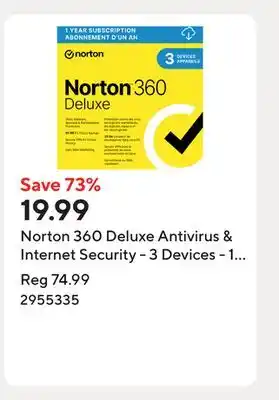 Staples Norton 360 Deluxe Antivirus & Internet Security - 3 Devices - 1 Year Subscription [Digital Download] offer