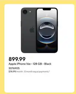 Staples Apple iPhone 16e - 128 GB - Black offer