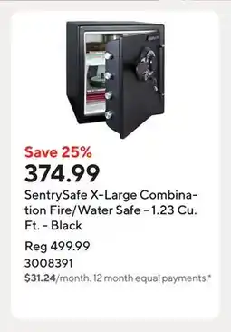 Staples SentrySafe X-Large Combination Fire/Water Safe - 1.23 Cu. Ft. - Black offer