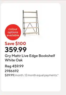 Staples Gry Mattr Live Edge Bookshelf White Oak offer