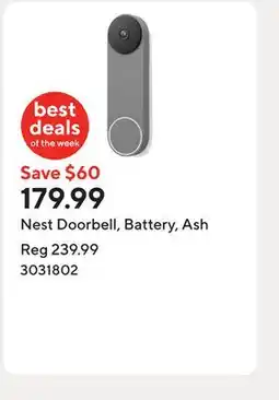 Staples Nest Doorbell, Battery, Ash offer