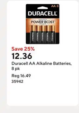 Staples Duracell AA Alkaline Batteries, 8 pk offer