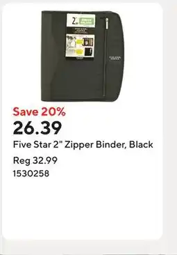 Staples Five Star 2 Zipper Binder, Black offer