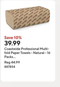 Staples Coastwide Professional Multifold Paper Towels - Natural - 16 Packs of 250 offer