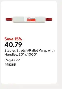 Staples Staples Stretch/Pallet Wrap with Handles, 20 x 1000' offer