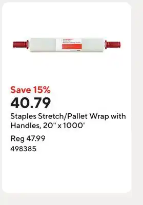 Staples Staples Stretch/Pallet Wrap with Handles, 20 x 1000' offer