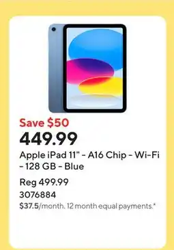 Staples Apple iPad 11 - A16 Chip - Wi-Fi - 128 GB - Blue offer