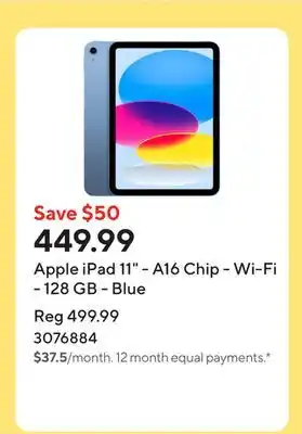 Staples Apple iPad 11 - A16 Chip - Wi-Fi - 128 GB - Blue offer