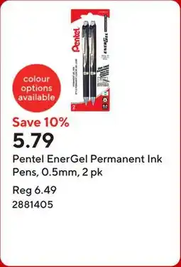 Staples Pentel EnerGel Permanent Ink Pens, 0.5mm, 2 pk offer