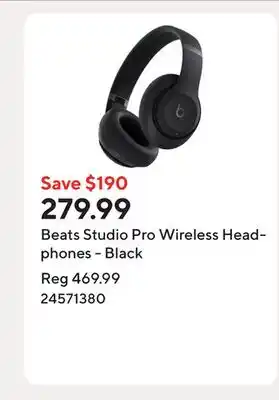 Staples Beats Studio Pro Wireless Headphones - Black offer