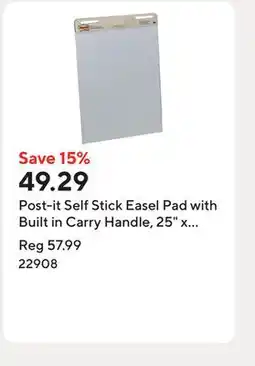 Staples Post-it Self Stick Easel Pad with Built in Carry Handle, 25 x 30-1/2, White, 30 Sheets Per Pad offer