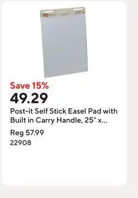 Staples Post-it Self Stick Easel Pad with Built in Carry Handle, 25 x 30-1/2, White, 30 Sheets Per Pad offer