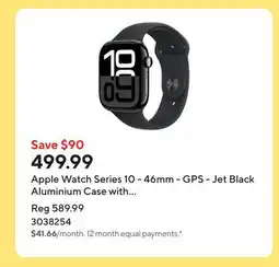 Staples Apple Watch Series 10 - 46mm - GPS - Jet Black Aluminium Case with Black Sport Band offer