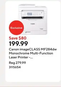 Staples Canon imageCLASS MF284dw Monochrome Multi-Function Laser Printer - White offer