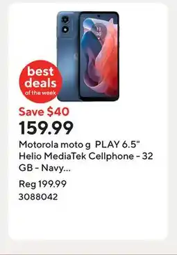 Staples Motorola moto g PLAY 6.5 Helio MediaTek Cellphone - 32 GB - Navy Blue - Unlocked offer