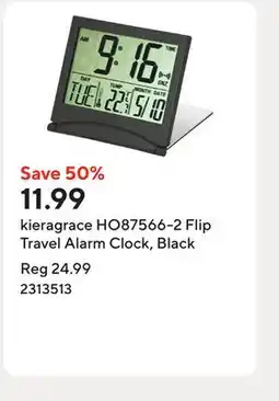 Staples kieragrace HO87566-2 Flip Travel Alarm Clock, Black offer