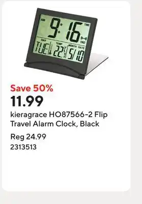 Staples kieragrace HO87566-2 Flip Travel Alarm Clock, Black offer