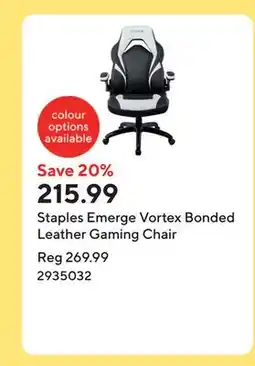 Staples Staples Emerge Vortex Bonded Leather Gaming Chair offer