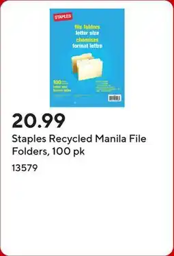 Staples Staples Recycled Manila File Folders, 100 pk offer