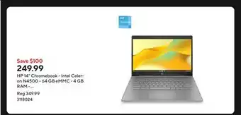 Staples HP 14 Chromebook - Intel Celeron N4500 - 64 GB eMMC - 4 GB RAM - Chrome OS offer